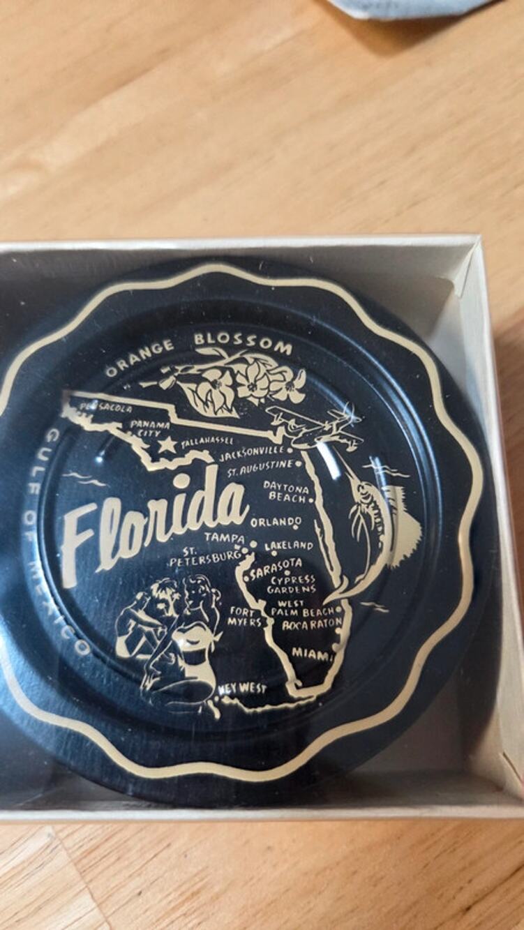 Vintage Florida Souvenir Map Coasters Set of 6 All Metal GS101 NIB Sealed